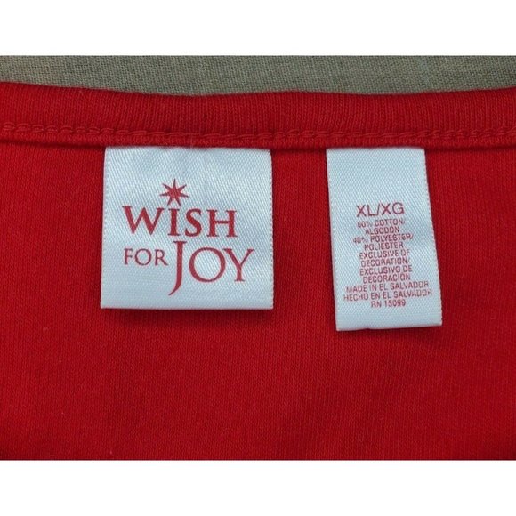Wish For Joy Red Christmas Tree Logo Long Sleeve Women Top Glitter Tree Shirt - Picture 10 of 12
